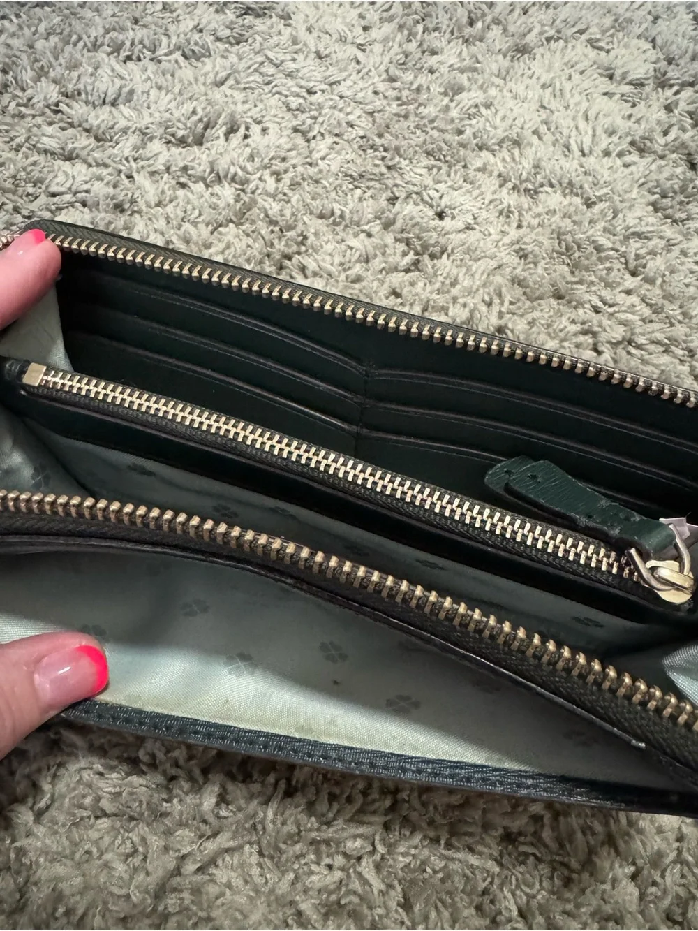 Kate Spade Pink & Black Striped Zip Around Continental Long Wallet